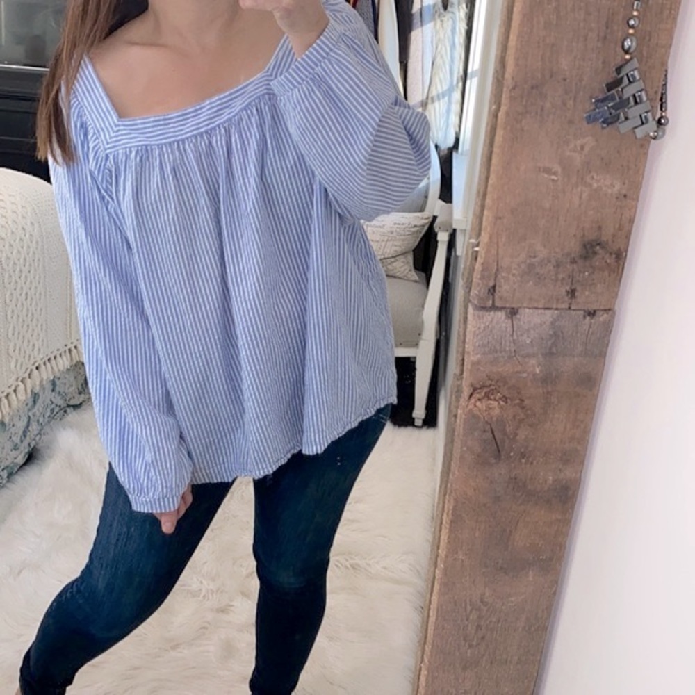 Terra & Sky blue striped top size 3X